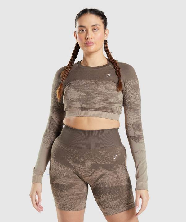 Damske Crop Top Gymshark Adapt Ombre Hnede | SB8793240
